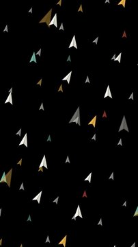 Floral-inspired pattern with paper airplanes on black background. 2d animation