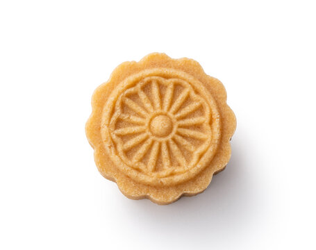 Traditional Chinese peanut mung bean cake isolated on white background with clipping path