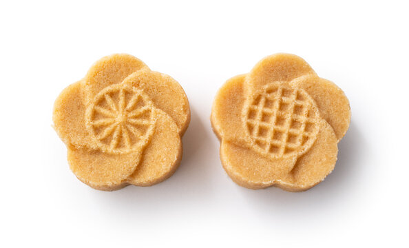 Traditional Chinese peanut mung bean cake isolated on white background with clipping path