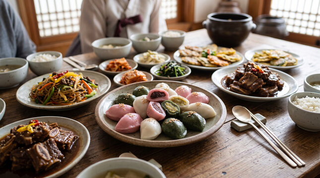 Songpyeon, Korean rice cake shaped like a half-moon for Chuseok celebration