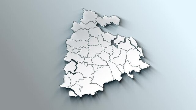Animated Map of Telangana State Highlighted Within India with States Borders