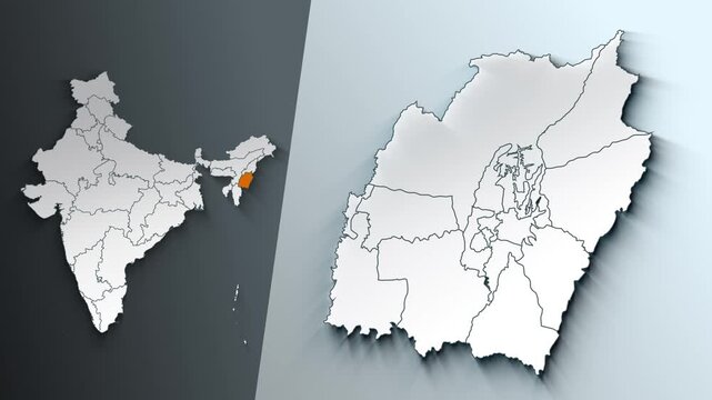 Animated Map of Manipur State Highlighted Within India with States Borders