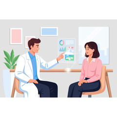 Obraz premium Doctor Explaining Health Data To Patient During Consultation