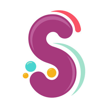Purple letter S with colorful accents