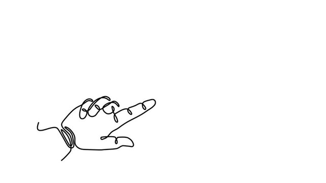 AI robot bionic hand reaching out to human one line art animation, artificial intelligence and people partnership friendship continuous line drawing motion animation, futuristic cybernetic 4k 