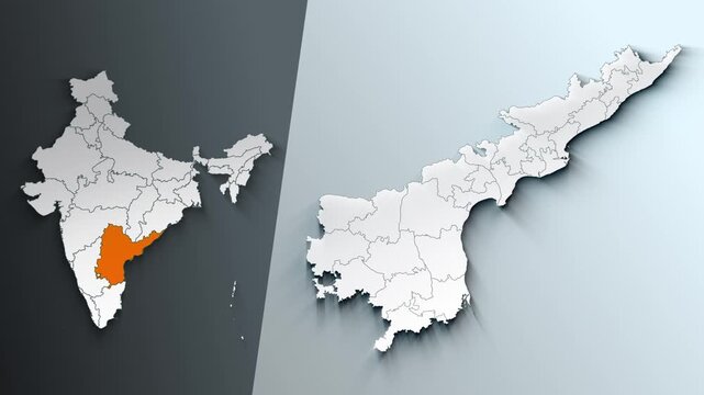 Animated Map of Andhra Pradesh State Highlighted Within India with States Borders