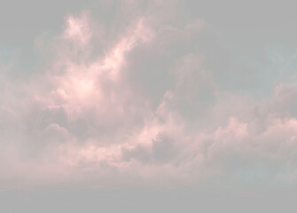 Fototapeta premium Soft pink cloud effect isolated on transparent background. Glowing sunset sky smoke overlay for graphic design