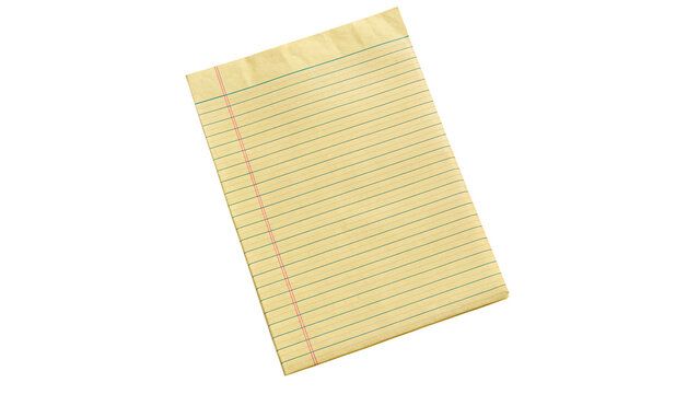 Blank yellow rectangular card note paper sheet template isolated on a white background