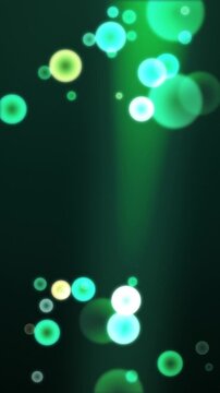 Glowing green circles on dark background. 2d animation