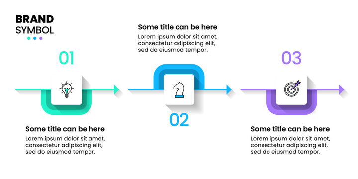 Infographic template. 3 arrows with line and icons