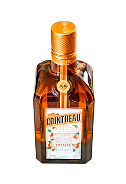 Alanya, Turkey &ndash; april 12, 2025: bottle of Cointreau drink, isolated on white with clipping path