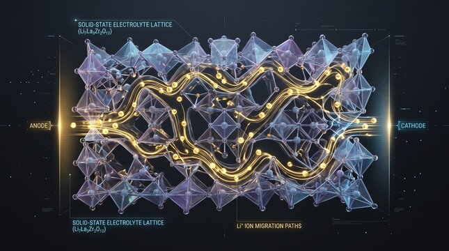 Detailed scientific visualization of ionic conduction pathways within a solid-state battery