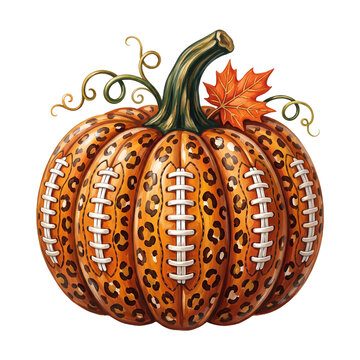 Leopard Print Football Pumpkin PNG