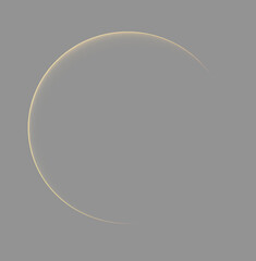 Abstract golden glowing crescent arc line background on grey background. Elegant gold thin curve halo light effect and circular border overlay. Luxury golden glowing eclipse wave line © Lumına Studıo