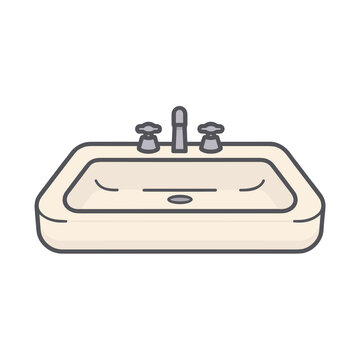 Bathroom sink with faucet and handles