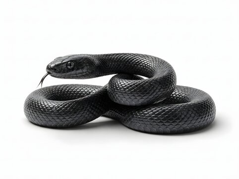 Close-up view of a non-venomous snake coiled gracefully showcasing its intricate scale patterns and natural elegance