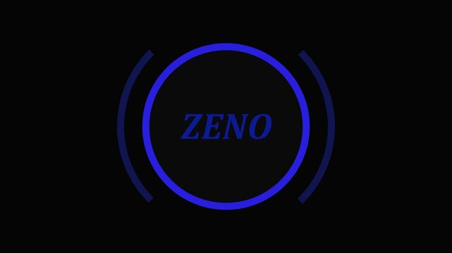 Glowing Blue ZENO Text Symbol Dashboard Warning Indicator Motion Graphic Animation Loop