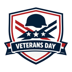 Fototapeta premium Veterans Day Patriotic Military Emblem with Eagle, Soldier, Star and American Flag