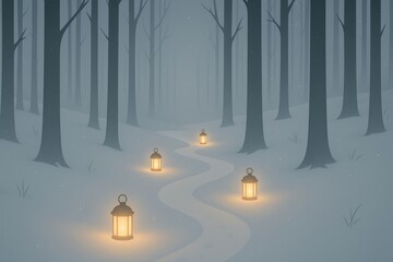Fototapeta premium Serene winter forest path.