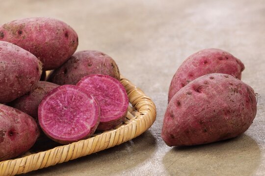 Ubi Ungu. Purple sweet potato, or in scientific terms Ipomoea Batatas var Ayamurasaki, is a variety of sweet potato that has purple skin and flesh.