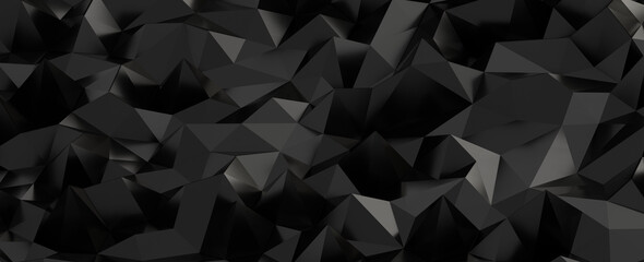 Fototapeta premium Abstract dark polygonal background with geometric shapes and subtle lighting. Modern low poly textur