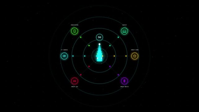 5G Cell Tower Infrastructure with Internet of Things Network Animation