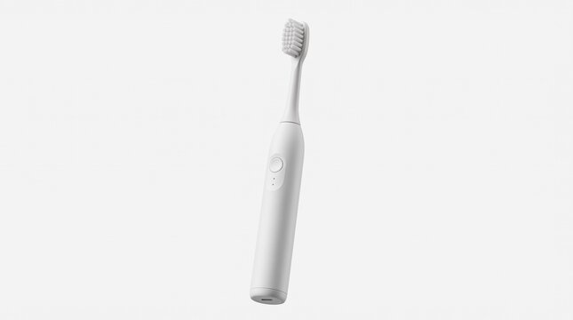 Sleek White Electric Toothbrush with Soft Bristles Isolated on a Clean Background