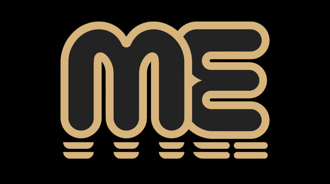 Stylized ME Monogram Logo Design with Gold Outlines