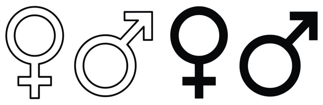 Gender symbols representing male and female identity icon for human anatomy relationships social concepts and biological classification