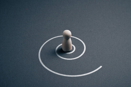 Focused attention converging toward central objective business strategy concept