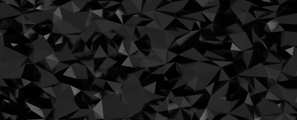 Obraz premium Abstract dark low poly background with geometric triangles, facets, and subtle shadows, creating dep