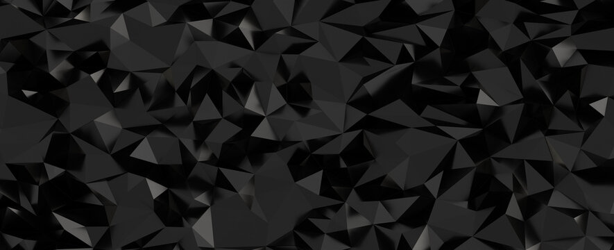 Abstract dark low poly background with geometric triangles, facets, and subtle shadows, creating dep