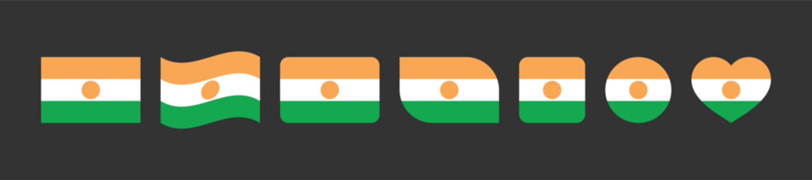 Collection of niger flag icons in various shapes and styles