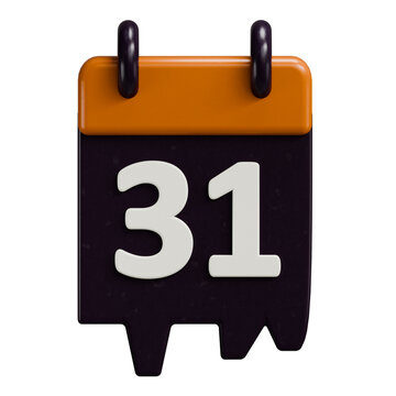 3D Halloween Calendar Icon October 31 Date