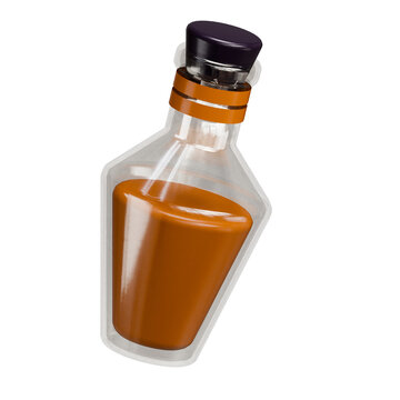 3D Orange Potion Bottle for Halloween and Fantasy Design
