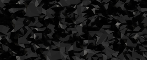 Fototapeta premium Abstract dark low poly background with geometric triangular shapes and subtle shadows, modern textur