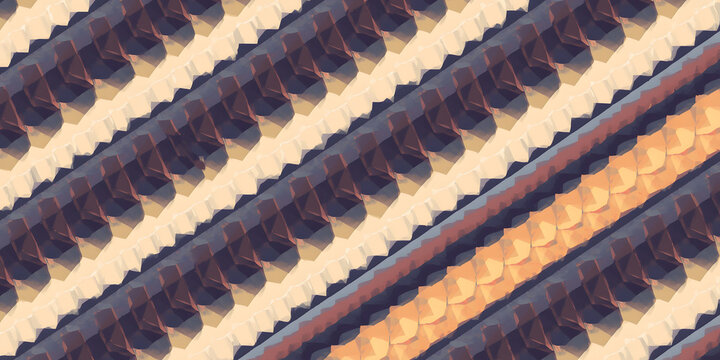 Railway Tracks Pattern: A close-up, abstract view of parallel railway tracks creates a striking visual pattern with repeating elements of dark metal and warm earth tones.