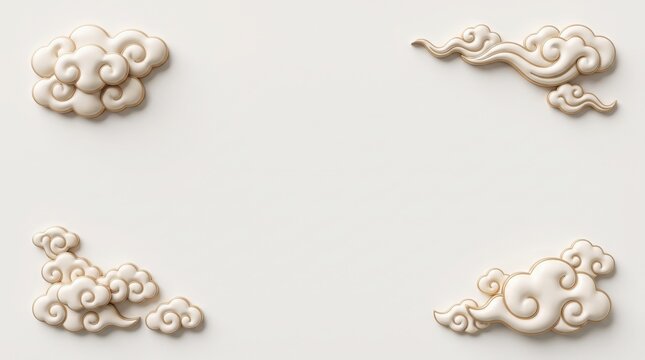 Traditional chinese auspicious cloud patterns isolated on a white background for china national day celebration design elements