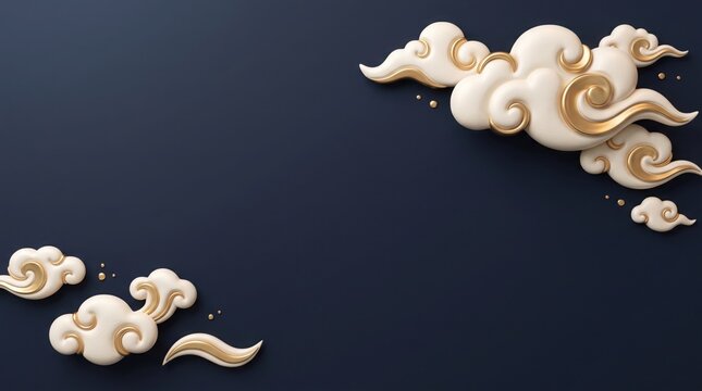 Elegant traditional chinese cloud patterns on a dark blue background for china national day celebration design projects