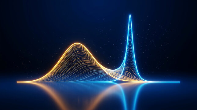 Blue data visualization peaks with glowing lines and nodes