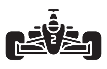 Fototapeta premium Formula one race car number 2 icon black silhouette on transparent background.