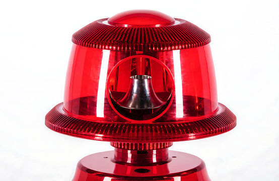 Glossy red emergency siren beacon light for industrial safety and security alarm systems