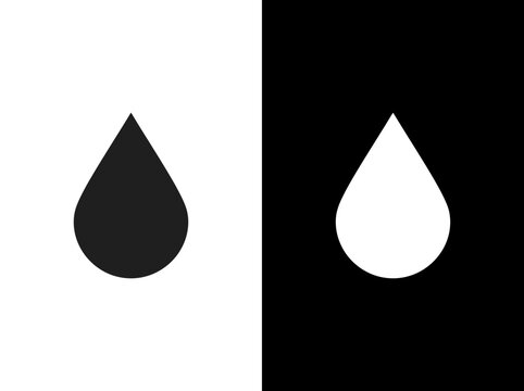 Water drop outline and black fill icon set with silhouette abstract contrast collection isolated