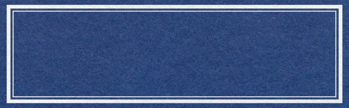 Dark navy blue textured paper background with white double frame border and copy space for website header banner template