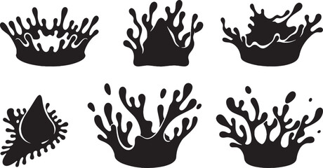 Obraz premium Solid black liquid crown splashes and upward fluid burst shapes