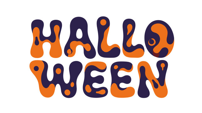 Halloween Dripping Lettering in Orange and Purple.