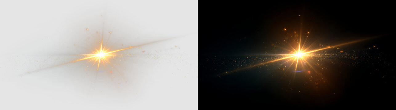 Golden Optical Flare with Shining Starburst Effect