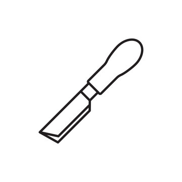 Minimalist line art icon of a straight-blade Japanese skiving knife for thinning leather borders.