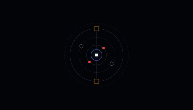 Futuristic Radar Interface Vector, Holographic HUD Design with Targeting Crosshair, Blue and Red Elements, Sci-Fi Technology Background