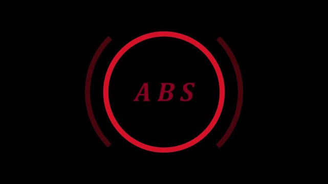 Glowing Red ABS Dashboard Light Flashing Animated Motion Graphic